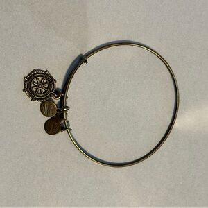 Alex and Ani Antique Gold Nautical Wheel Charm Bangle
